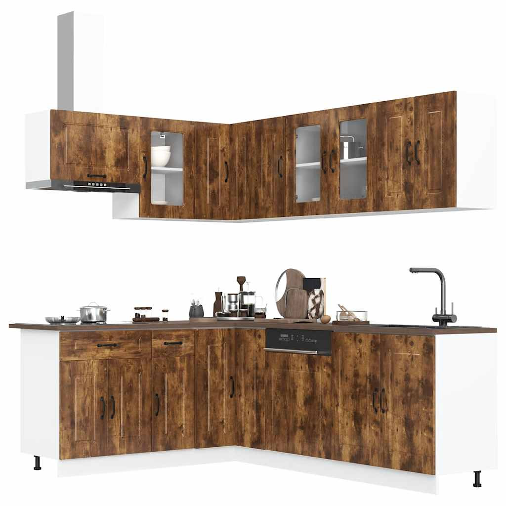 vidaXL 11-tlg. Küchenschrank-Set Kalmar Räuchereiche Holzwerkstoff