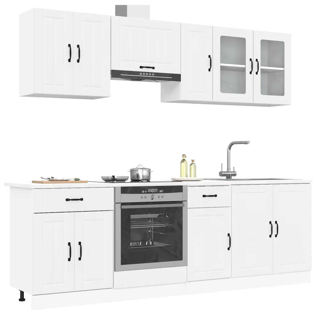 vidaXL 8-tlg. Küchenschrank-Set Kalmar Weiß Holzwerkstoff