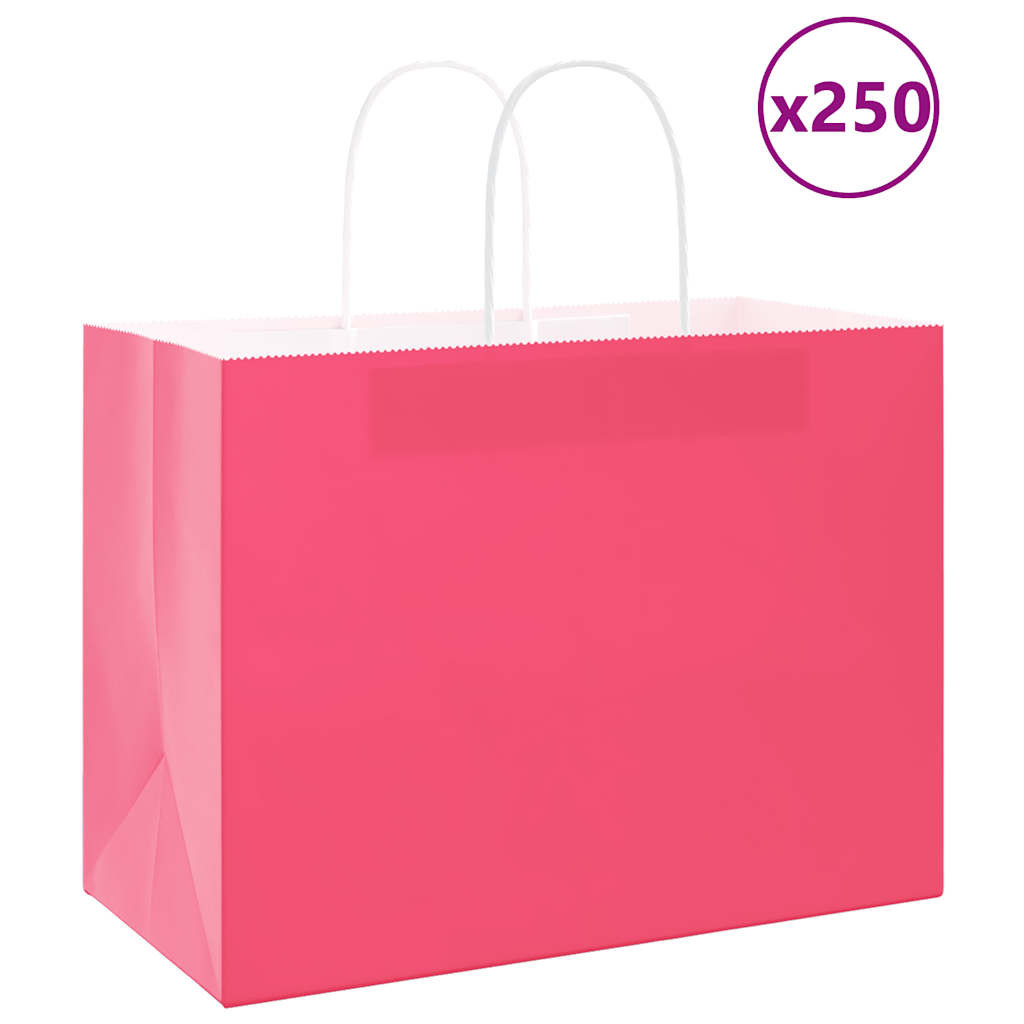 vidaXL Papiertragetaschen 250 Stk. mit Henkeln Rosa 32x17x25 cm