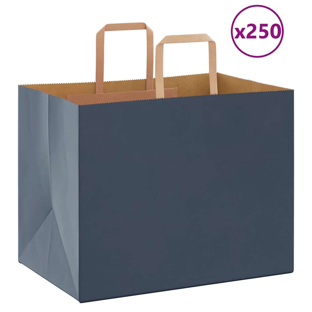 vidaXL Papiertragetaschen 250 Stk. mit Henkeln Blau 32x22x24 cm
