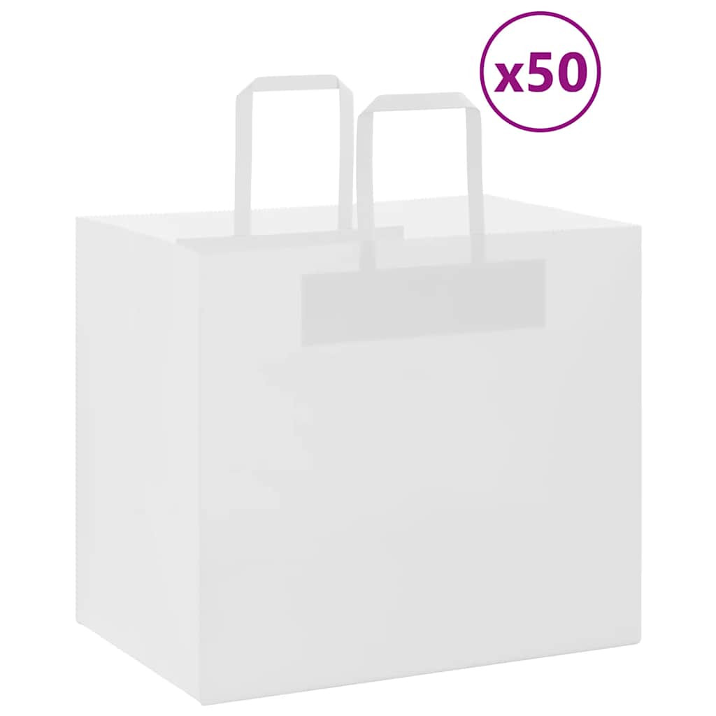 vidaXL Papiertragetaschen 50 Stk. mit Henkeln Weiß 32x22x28 cm