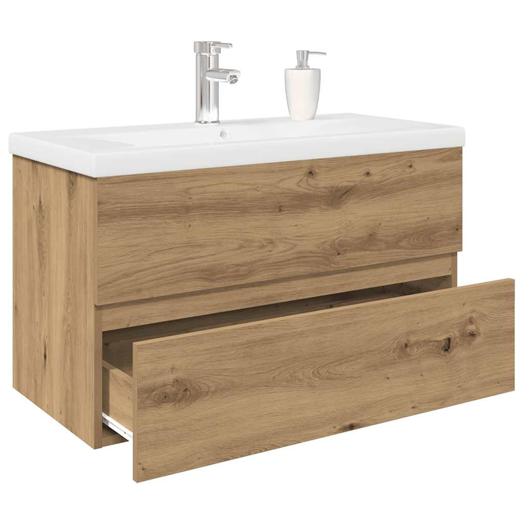 vidaXL Waschbeckenunterschrank mit Einbaubecken und Wasserhahn