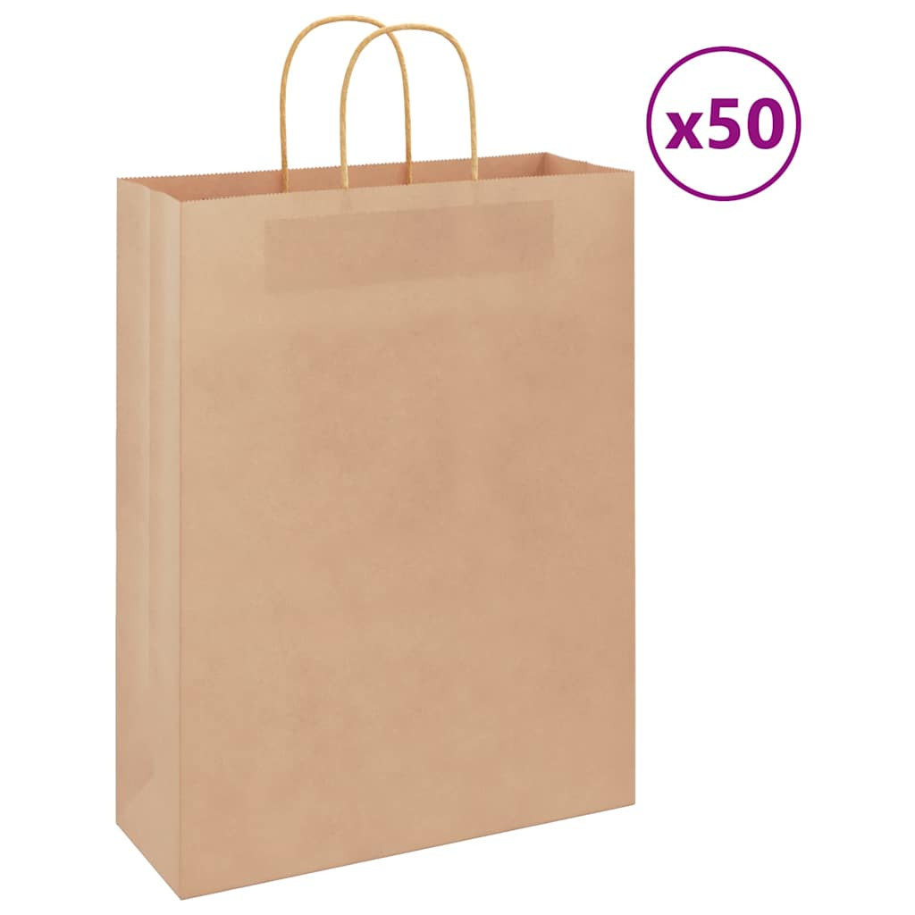 vidaXL Papiertragetaschen 50 Stk. mit Henkeln Braun 32x12x42 cm