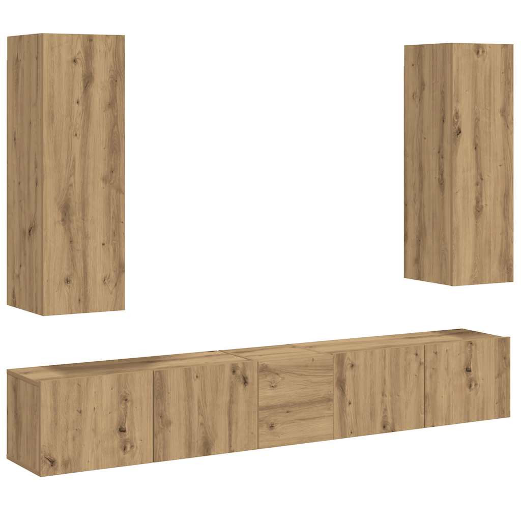 vidaXL TV-Wandschränke 5 Stk. Artisan-Eiche Holzwerkstoff