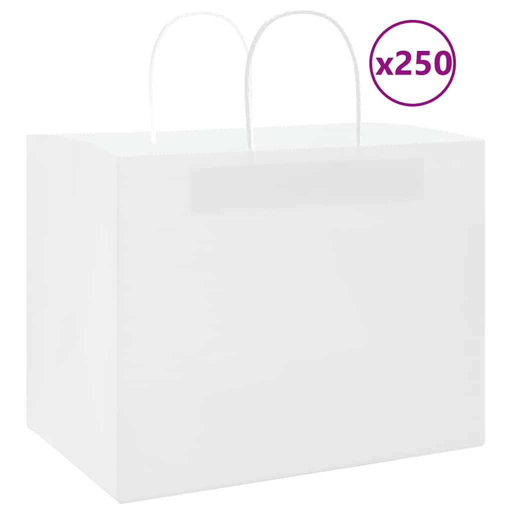 vidaXL Papiertragetaschen 250 Stk. mit Henkeln Weiß 32x22x24 cm