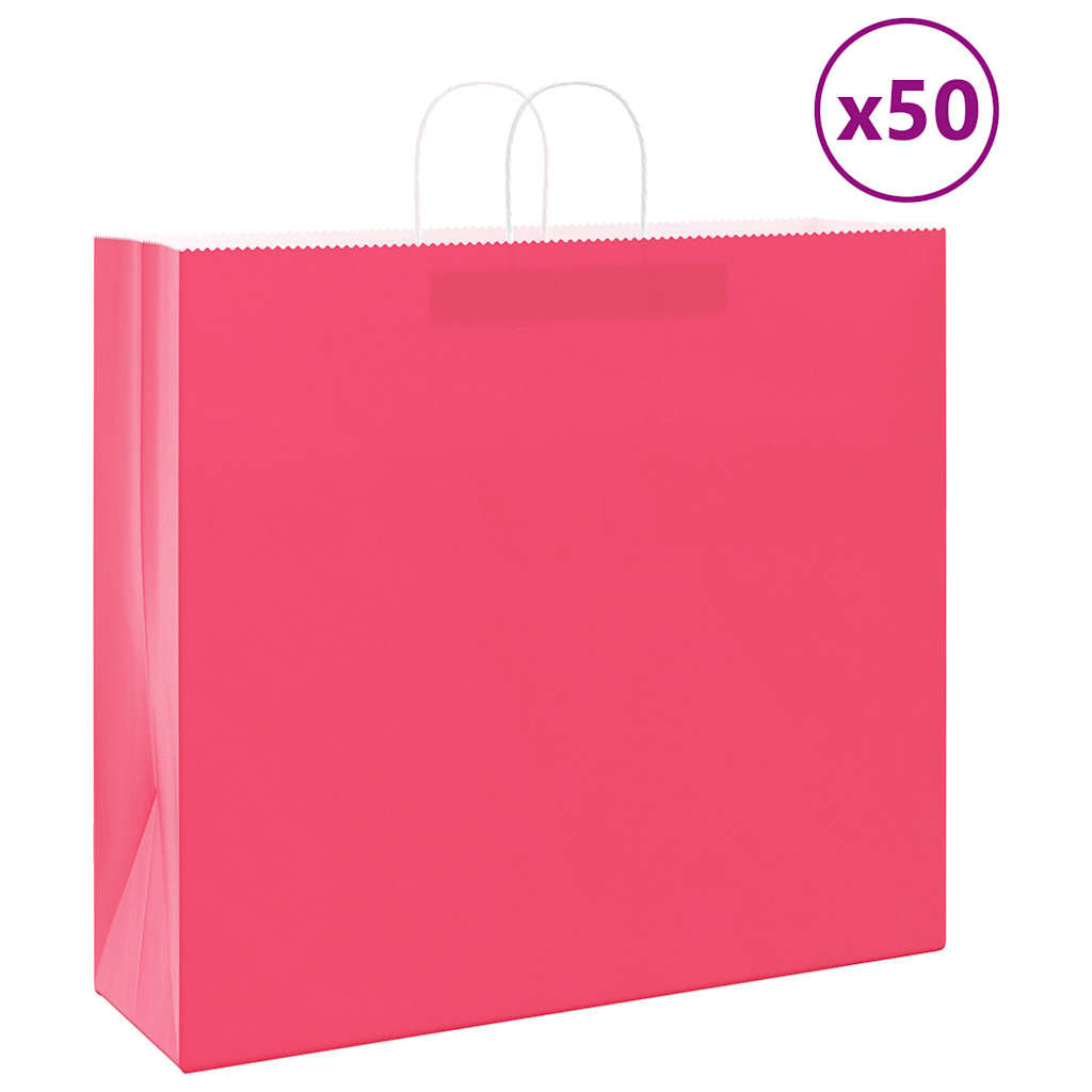 vidaXL Papiertragetaschen 50 Stk. mit Henkeln Rosa 54x15x49 cm