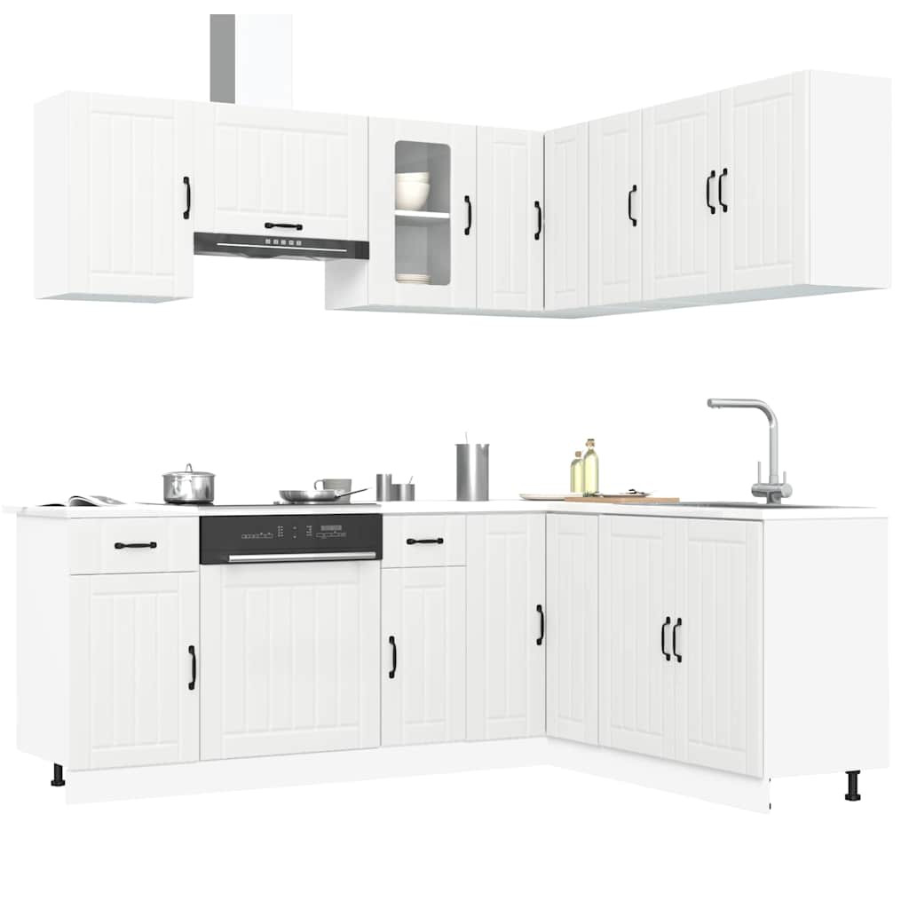vidaXL 11-tlg. Küchenschrank-Set Kalmar Weiß Holzwerkstoff