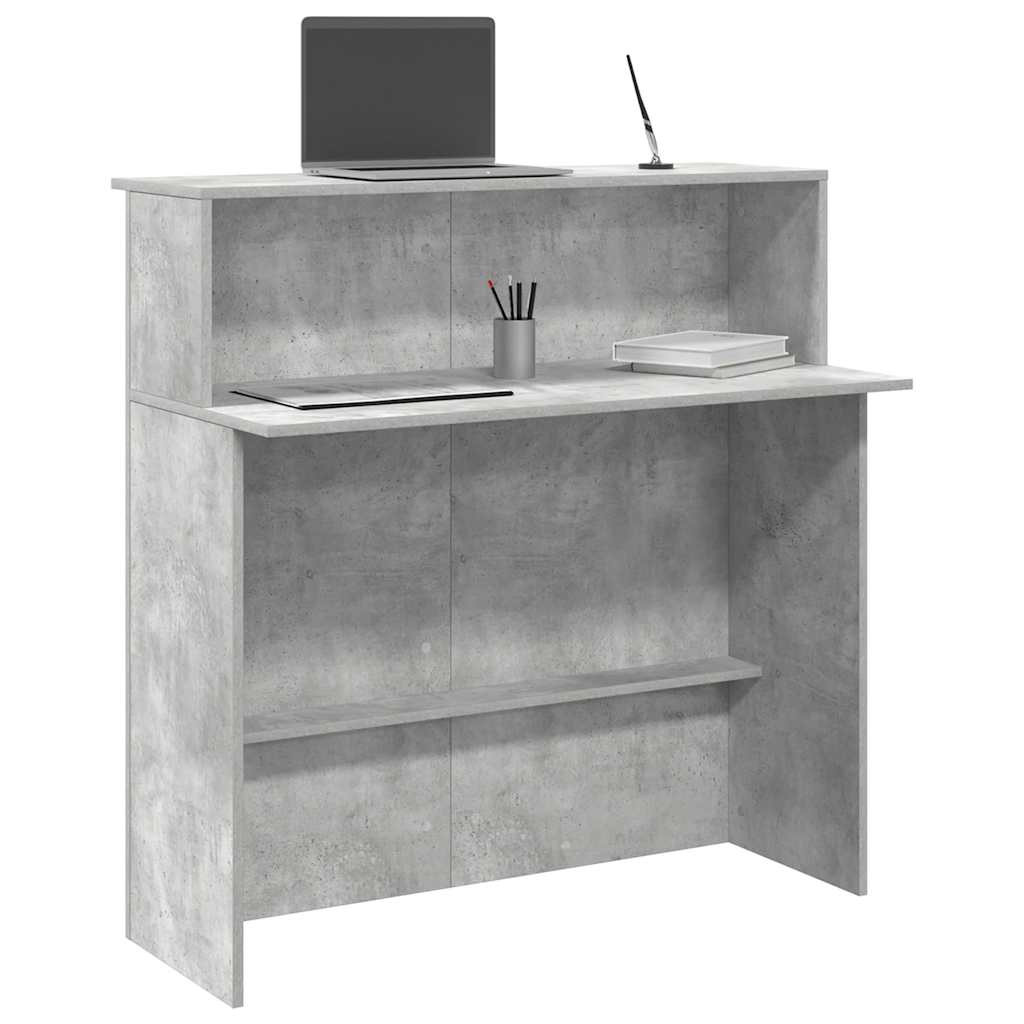 vidaXL Empfangstheke Betongrau 100x50x103,5 cm Holzwerkstoff