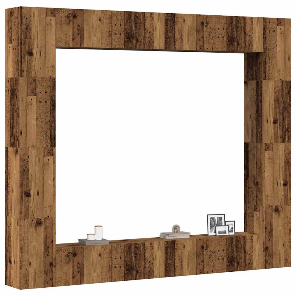 vidaXL 8-tlg. TV-Schrank-Set Wandmontage Altholz-Optik Holzwerkstoff