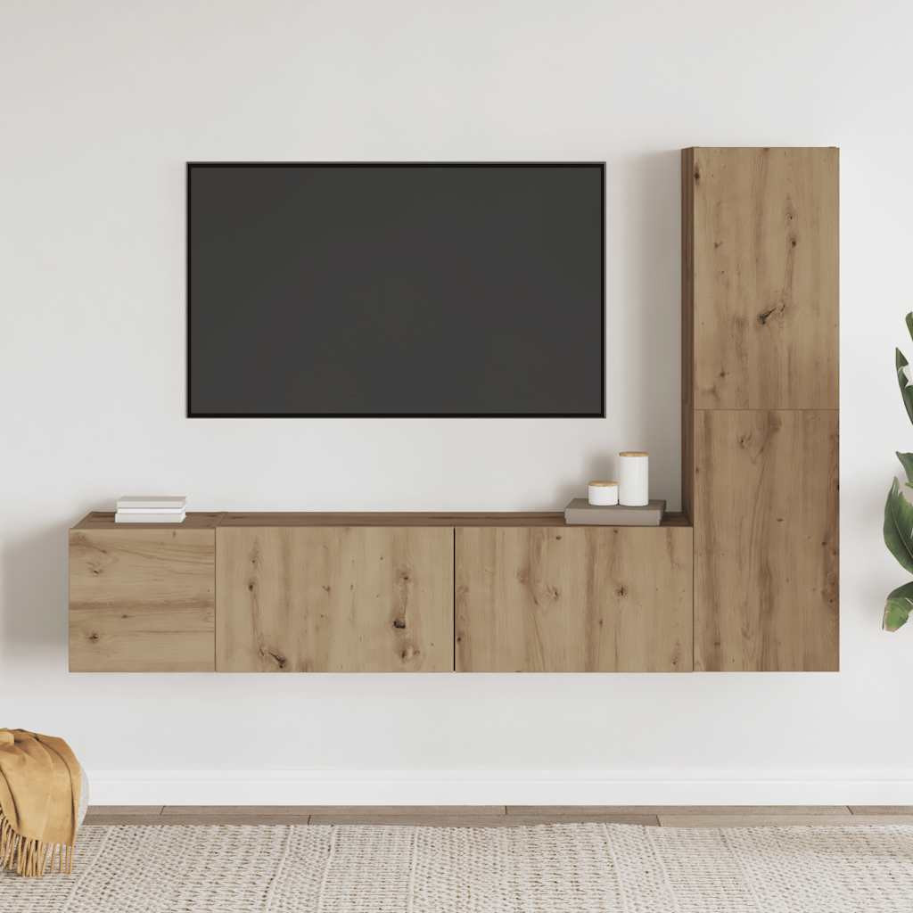 vidaXL TV-Wandschränke 3 Stk. Artisan-Eiche Holzwerkstoff