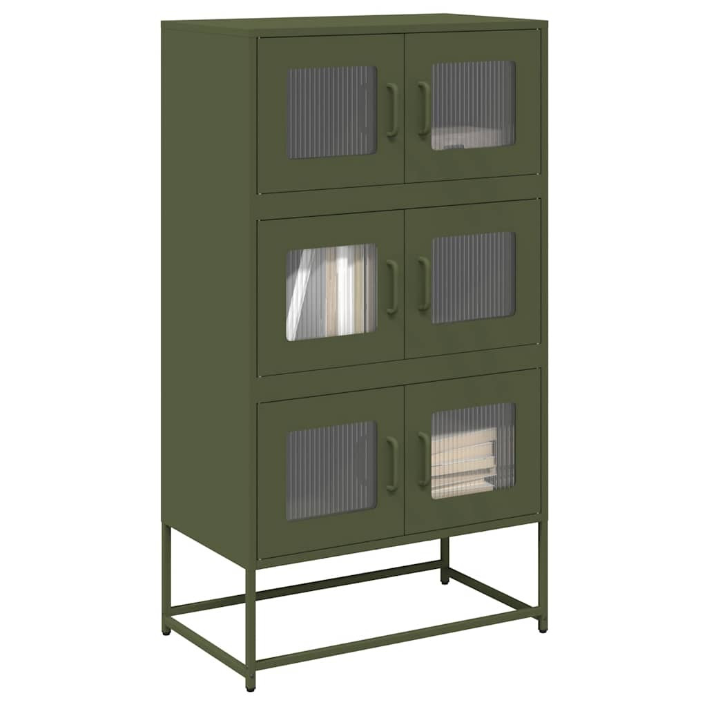 vidaXL Highboard Olivgrün 68x39x123 cm Stahl