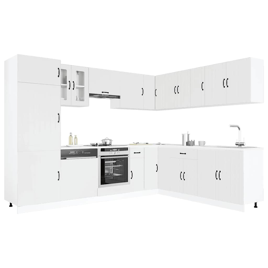 vidaXL 14-tlg. Küchenschrank-Set Lucca Weiß Holzwerkstoff