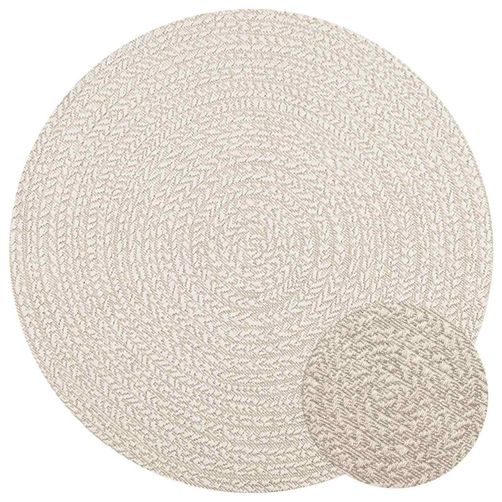 vidaXL Teppich ZIZUR Creme Ø 120 cm Jute-Optik Indoor und Outdoor