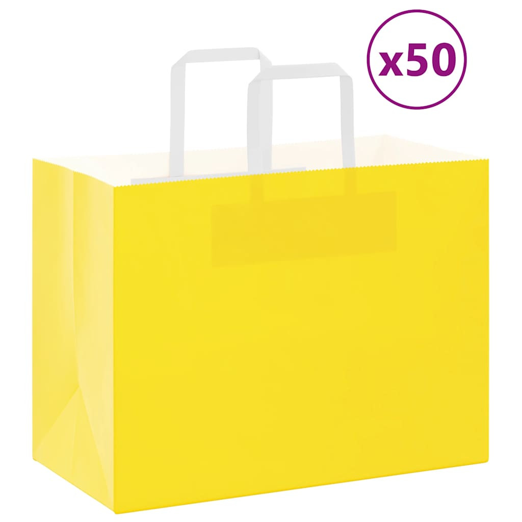 vidaXL Papiertragetaschen 50 Stk. mit Henkeln Gelb 32x17x25 cm