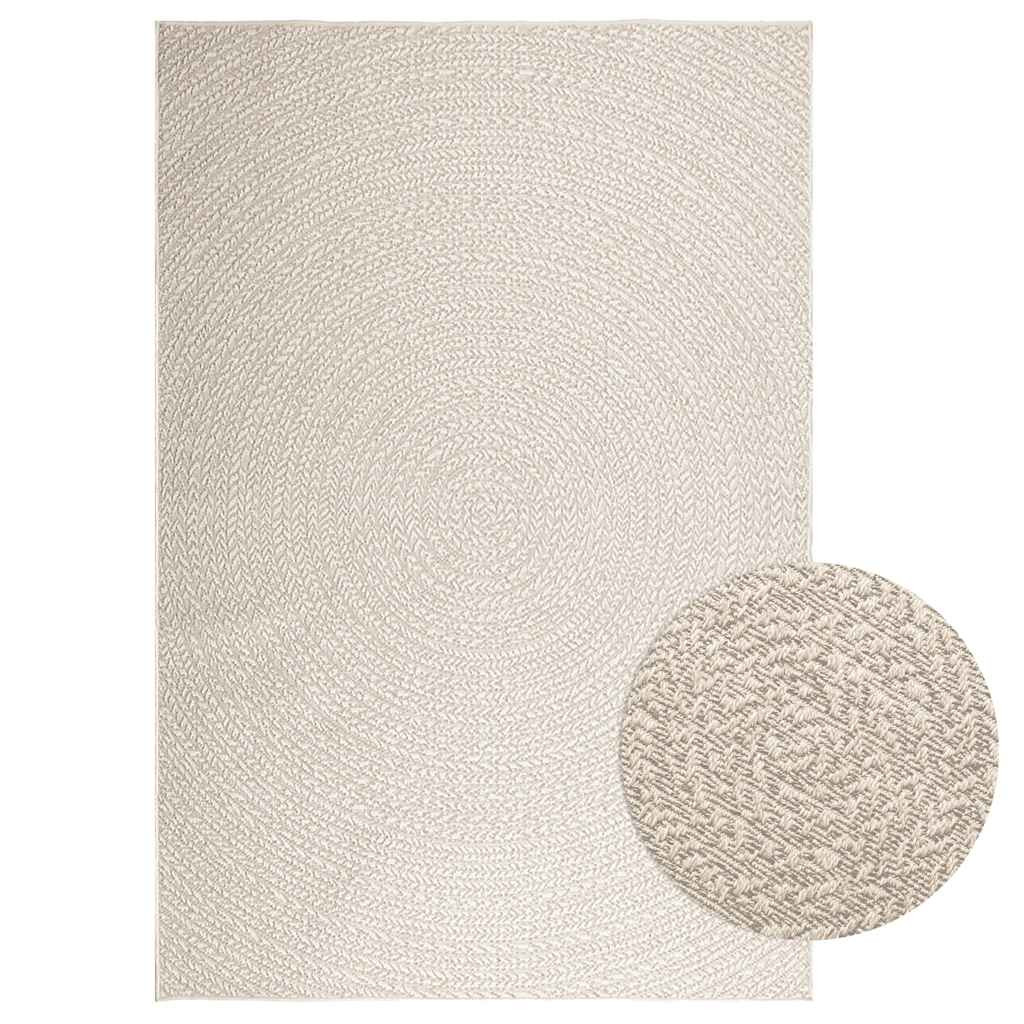 vidaXL Teppich ZIZUR Creme 160x230 cm Jute-Optik Indoor und Outdoor