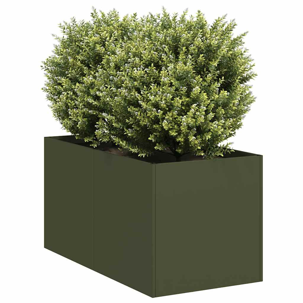 vidaXL Pflanzkübel Olivgrün 40x80x40 cm Kaltgewalzter Stahl