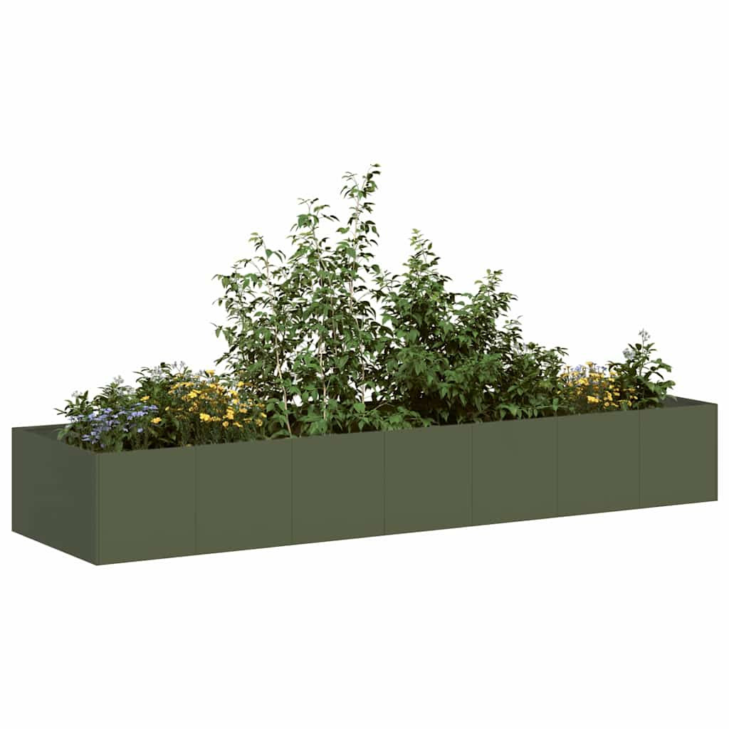 vidaXL Pflanzgefäß Olivgrün 280x80x40 cm Stahl