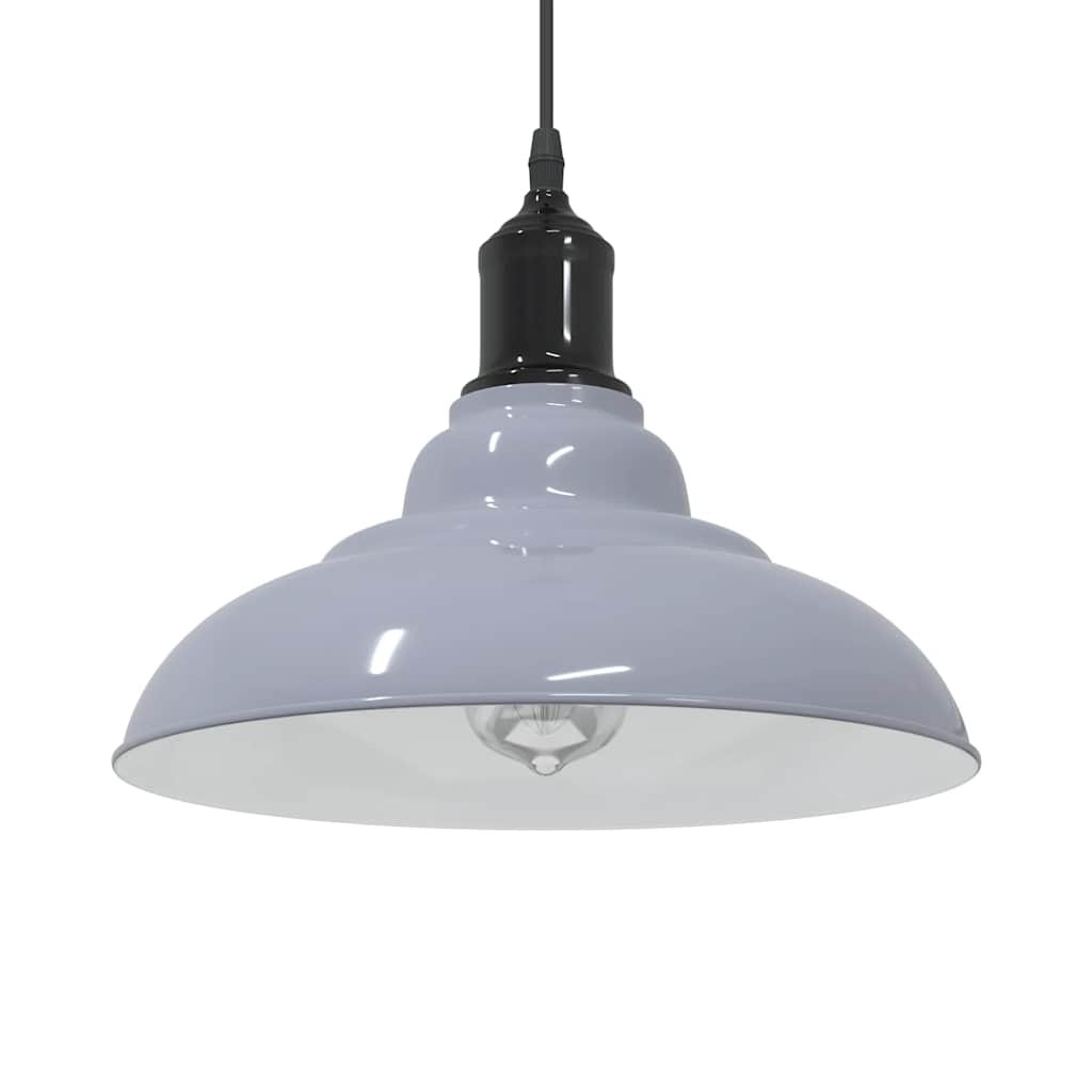vidaXL Pendelleuchte Höhenverstellbar E27 Grau Glänzend Ø 31 cm Metall