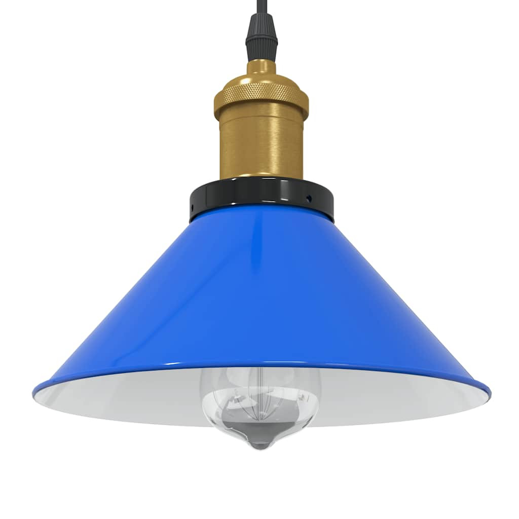 vidaXL Pendelleuchte Höhenverstellbar E27 Dunkelblau Glänzend Ø 22 cm