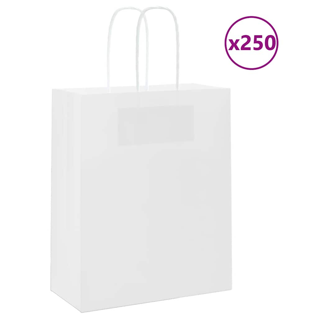 vidaXL Papiertragetaschen 250 Stk. mit Henkeln Weiß 18x8x22 cm