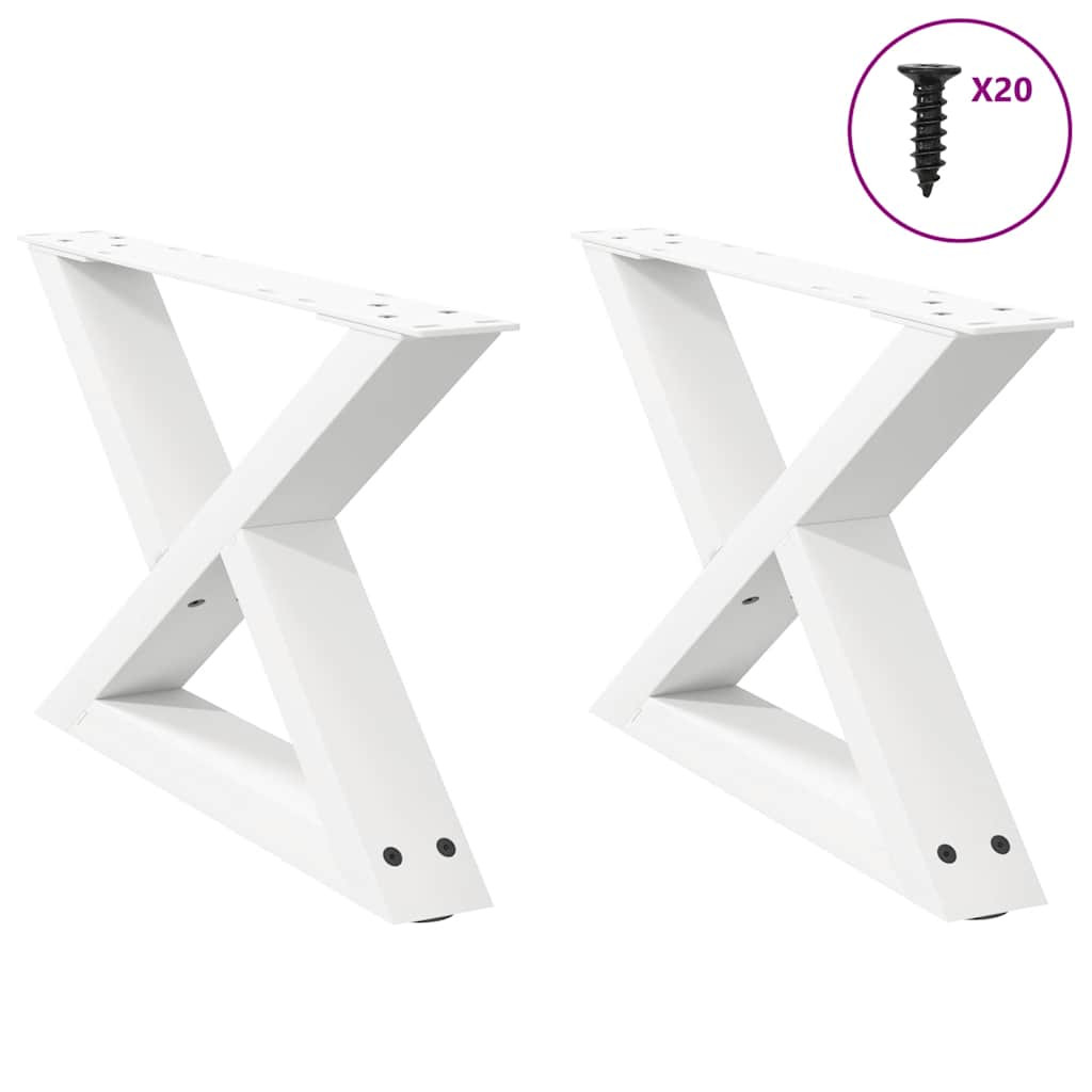 vidaXL Couchtischbeine 2 Stk. Weiß 50x(30-31,3) cm Stahl