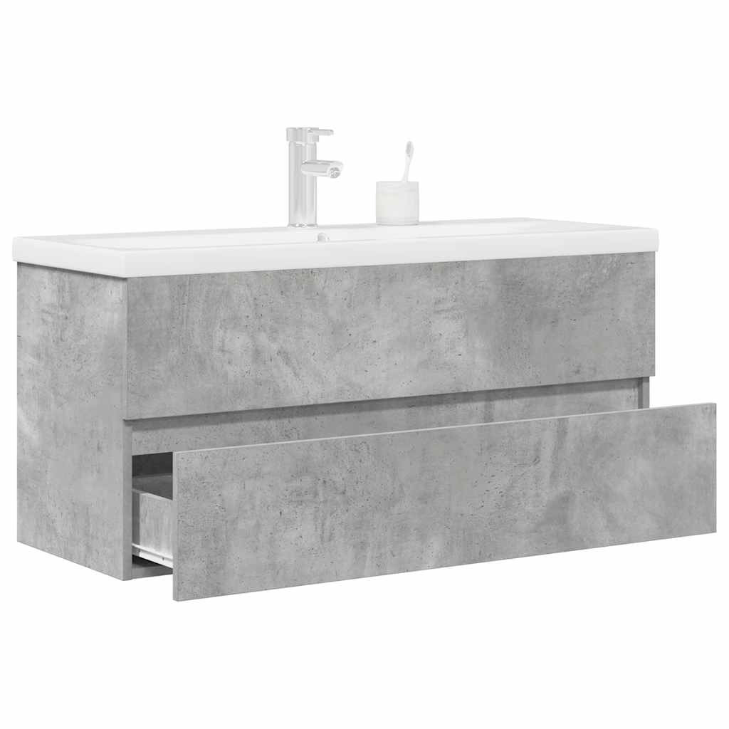 vidaXL 2-tlg. Badmöbel-Set Betongrau Holzwerkstoff