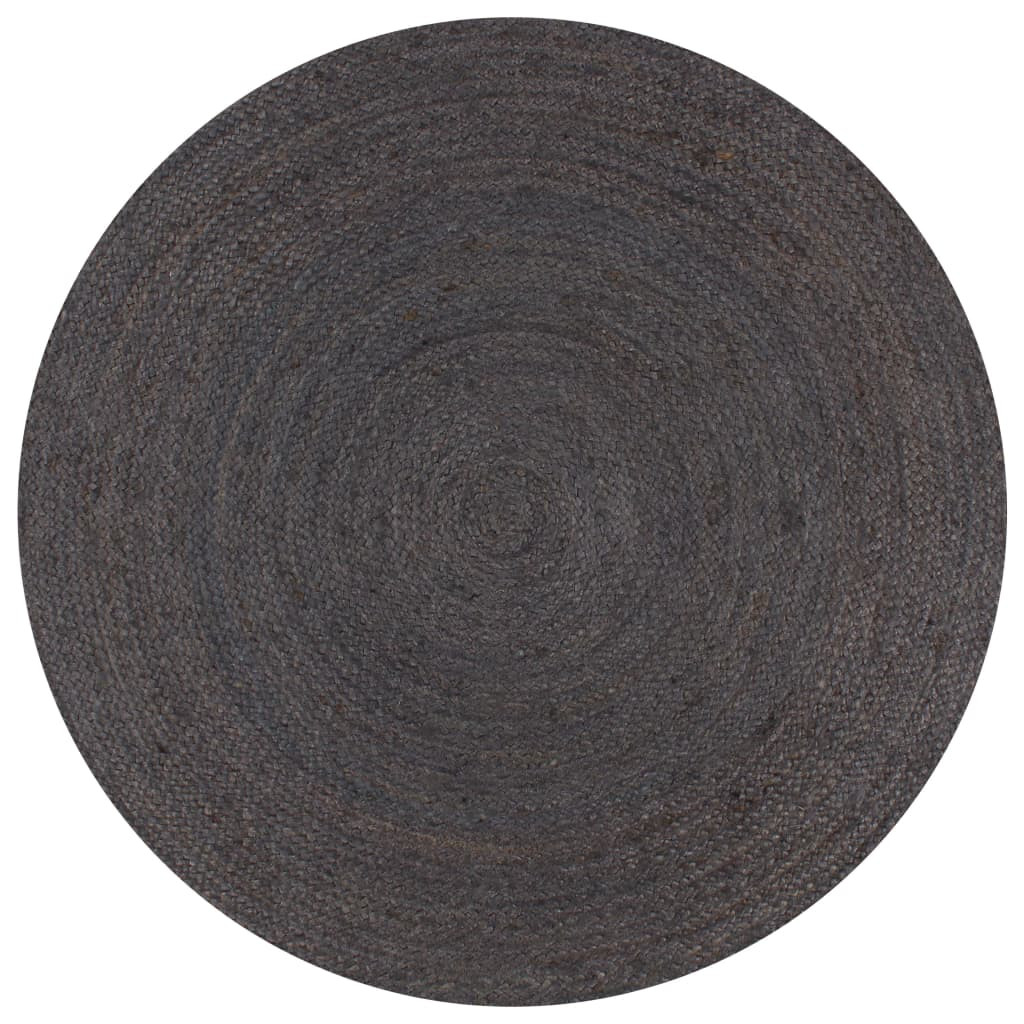 vidaXL Teppich Handgefertigt Jute Rund 120 cm Dunkelgrau