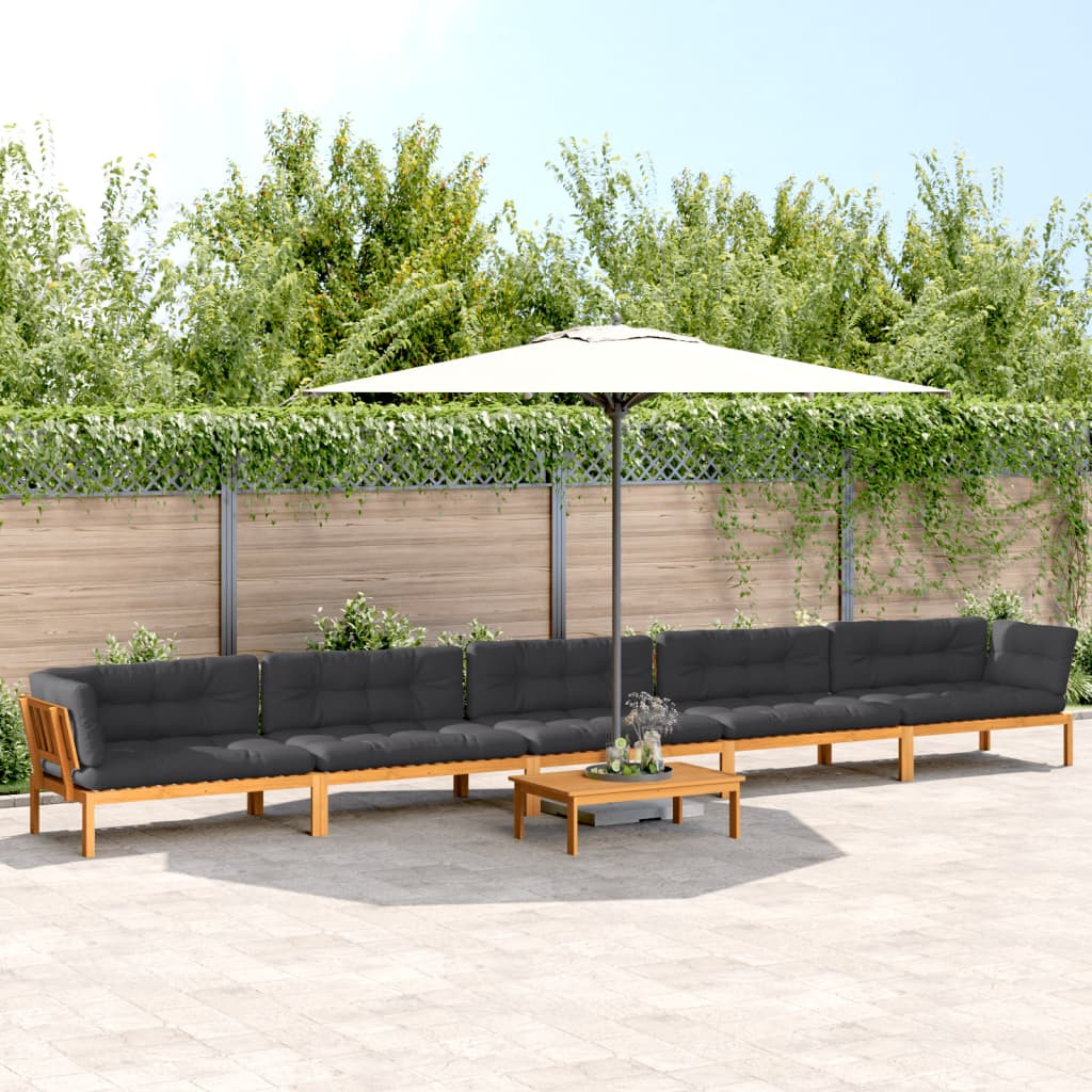 vidaXL 6-tlg. Garten-Sofagarnitur aus Paletten mit Kissen Akazienholz