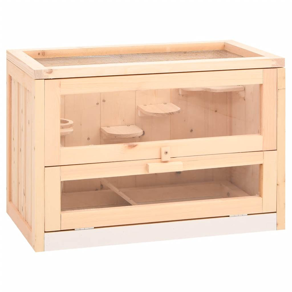 vidaXL Hamsterkäfig 60x35,5x42 cm Massivholz Tanne
