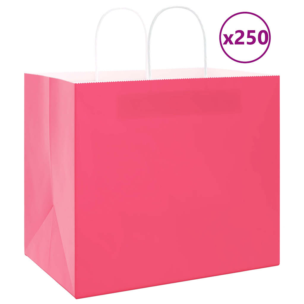 vidaXL Papiertragetaschen 250 Stk. mit Henkeln Rosa 32x22x28 cm