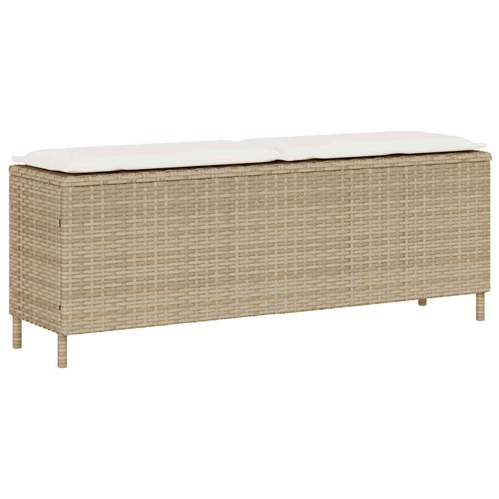 vidaXL Gartenbank mit Kissen Beige 110x30x40,5 cm Poly Rattan
