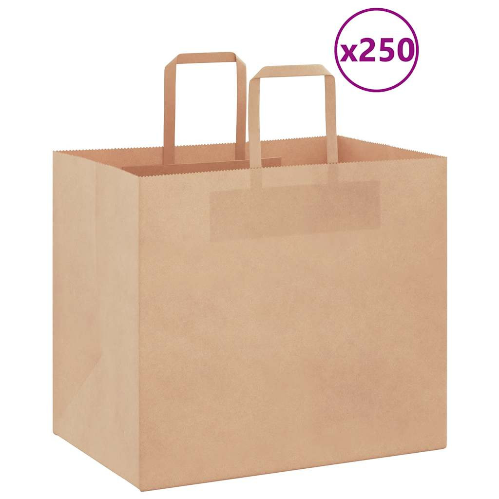 vidaXL Papiertragetaschen 250 Stk. mit Henkeln Braun 32x22x28 cm