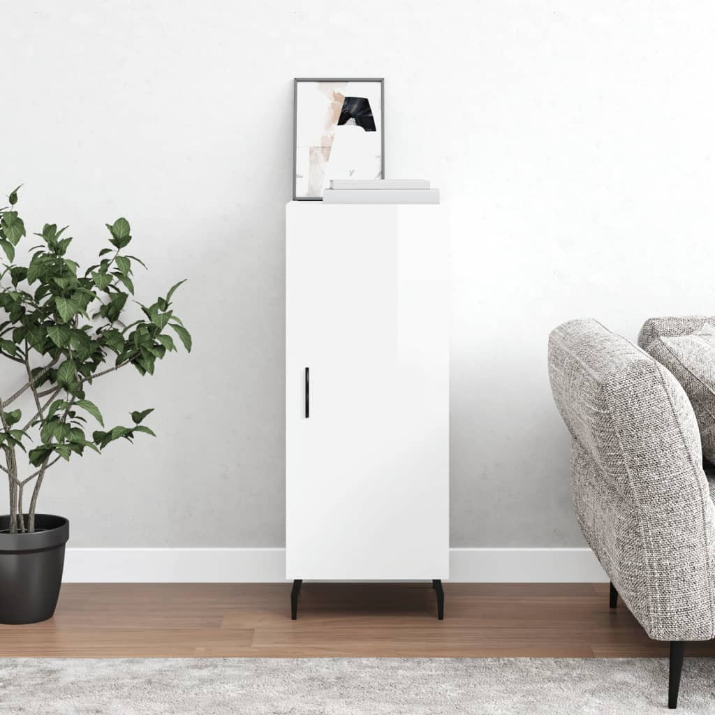 vidaXL Sideboard Hochglanz-Weiß 34,5x34x90 cm Holzwerkstoff