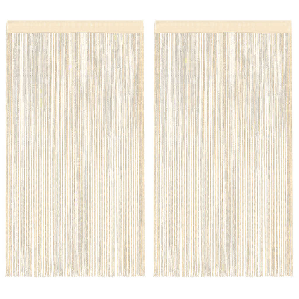vidaXL Fadenvorhänge 2 Stk. 100 x 250 cm Cremefarben