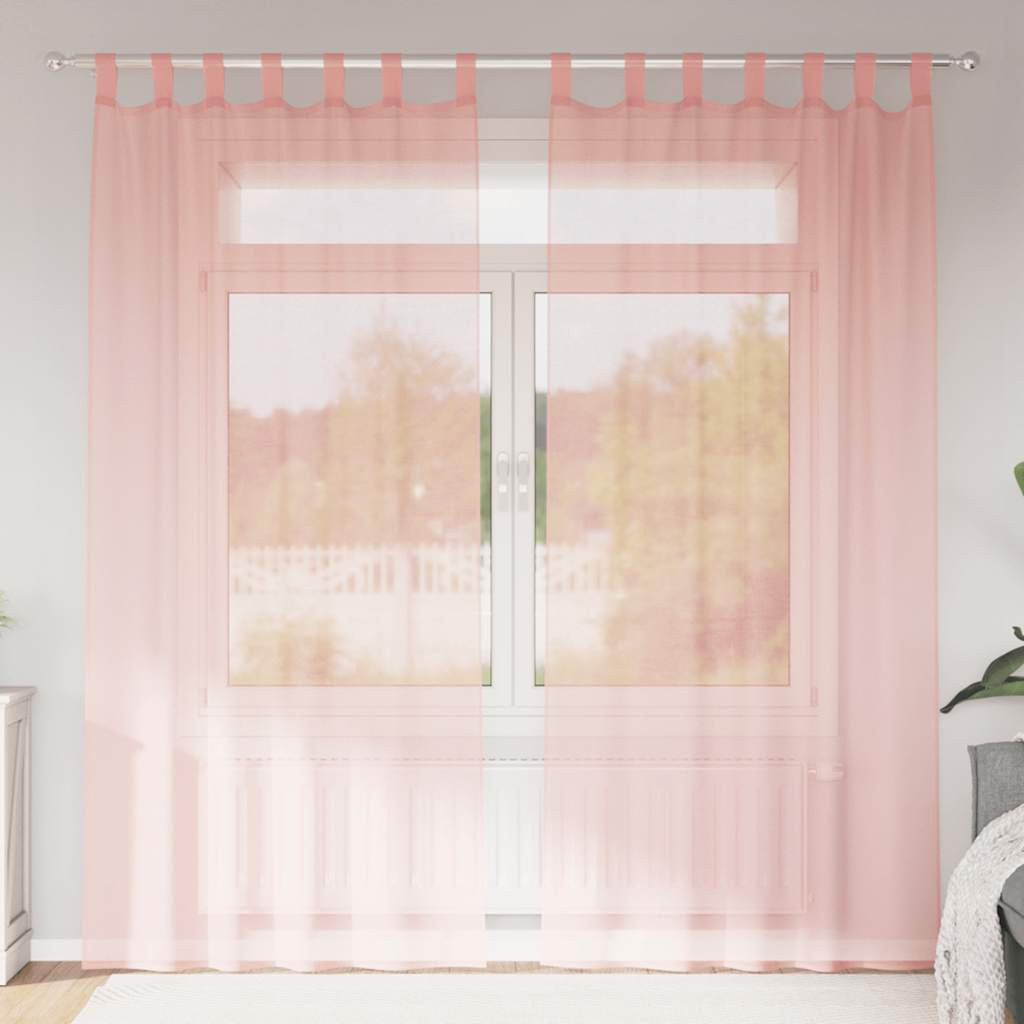 vidaXL Voile Vorhänge mit Stangentaschen 2 Stk. Rosa