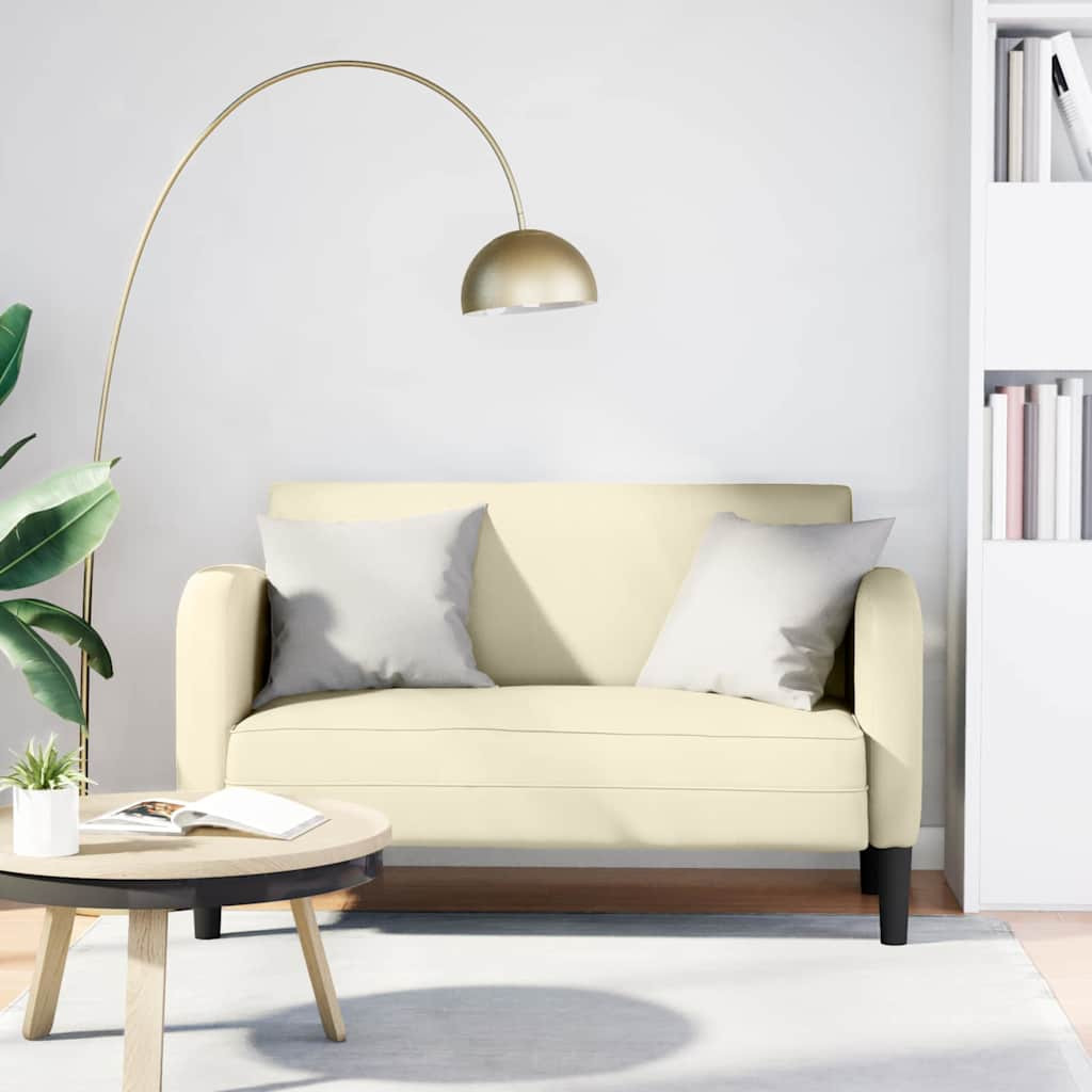 vidaXL Zweisitzer-Sofa Creme 110 cm Kunstleder