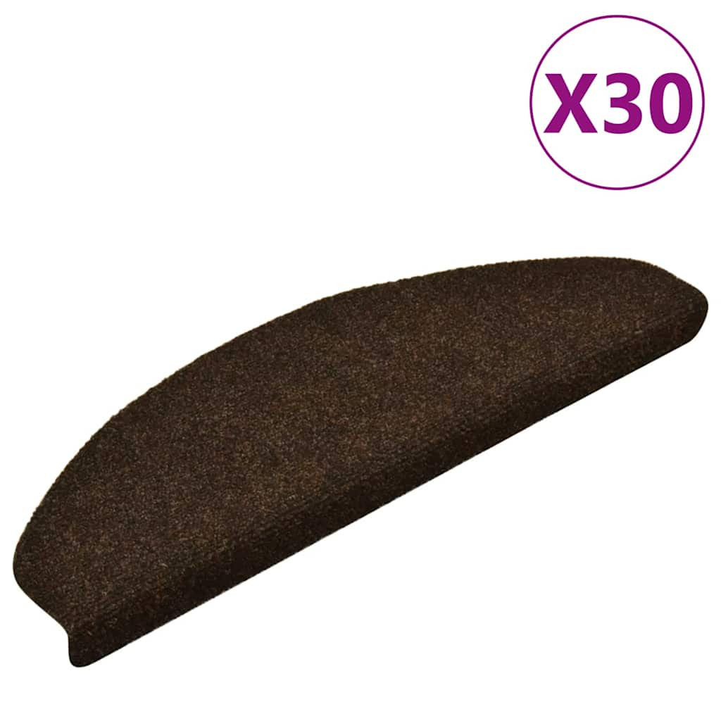 vidaXL Stufenmatten Selbstklebend 30 Stk. 65x21x4 cm Braun Halbrund Groß