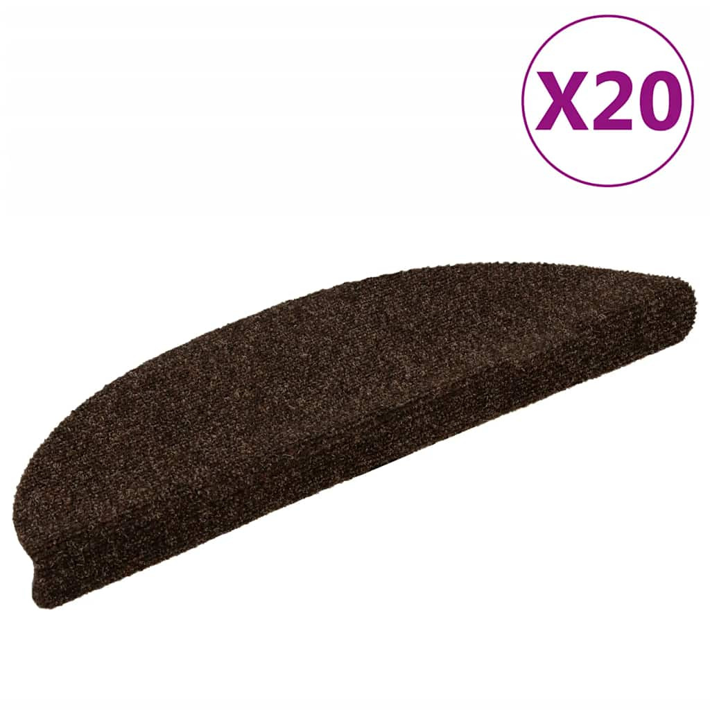 vidaXL Stufenmatten Selbstklebend 20 Stk. 56x17x3 cm Braun Halbrund