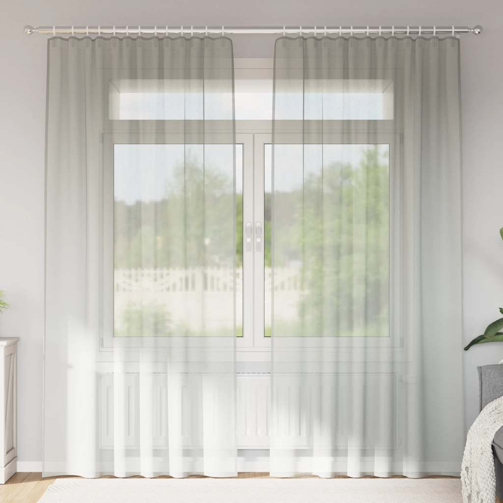vidaXL Voile Vorhänge mit Stangentaschen 2 Stk. Hellgrau