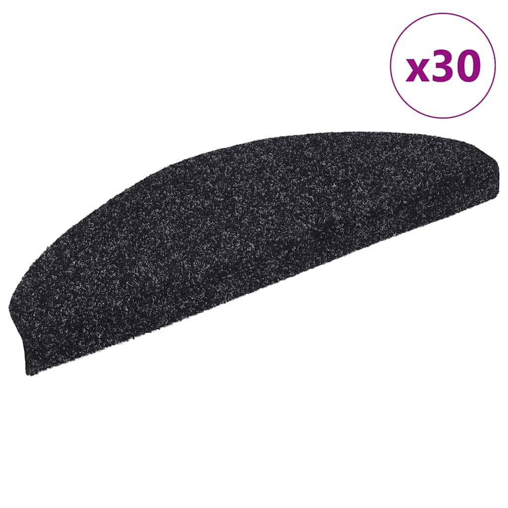 vidaXL Stufenmatten Selbstklebend 30 Stk. 65x21x4 cm Schwarz Halbrund Groß