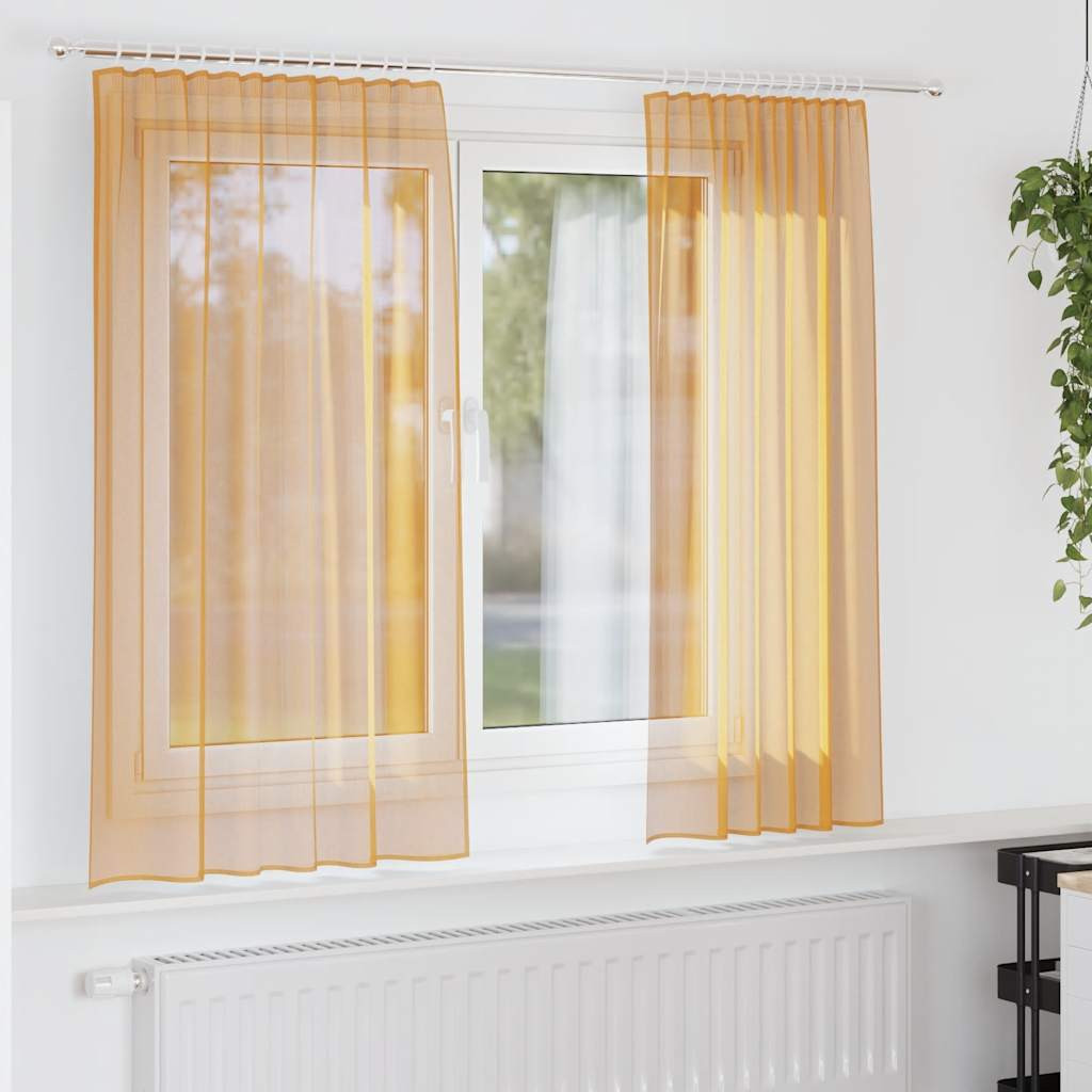 vidaXL Voile Vorhänge mit Stangentaschen 2 Stk. Orange