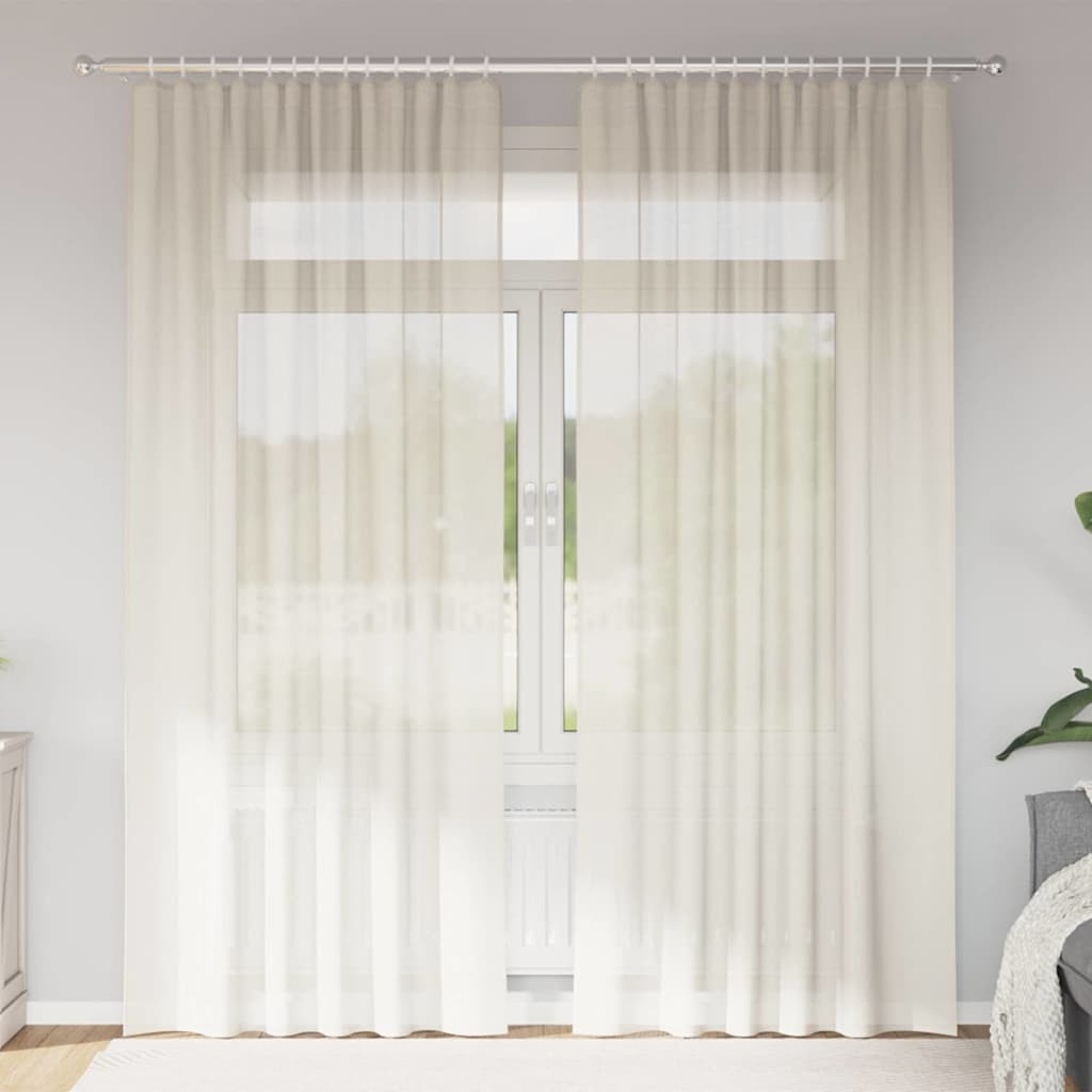 vidaXL Voile Vorhänge mit Stangentaschen 2 Stk. Creme