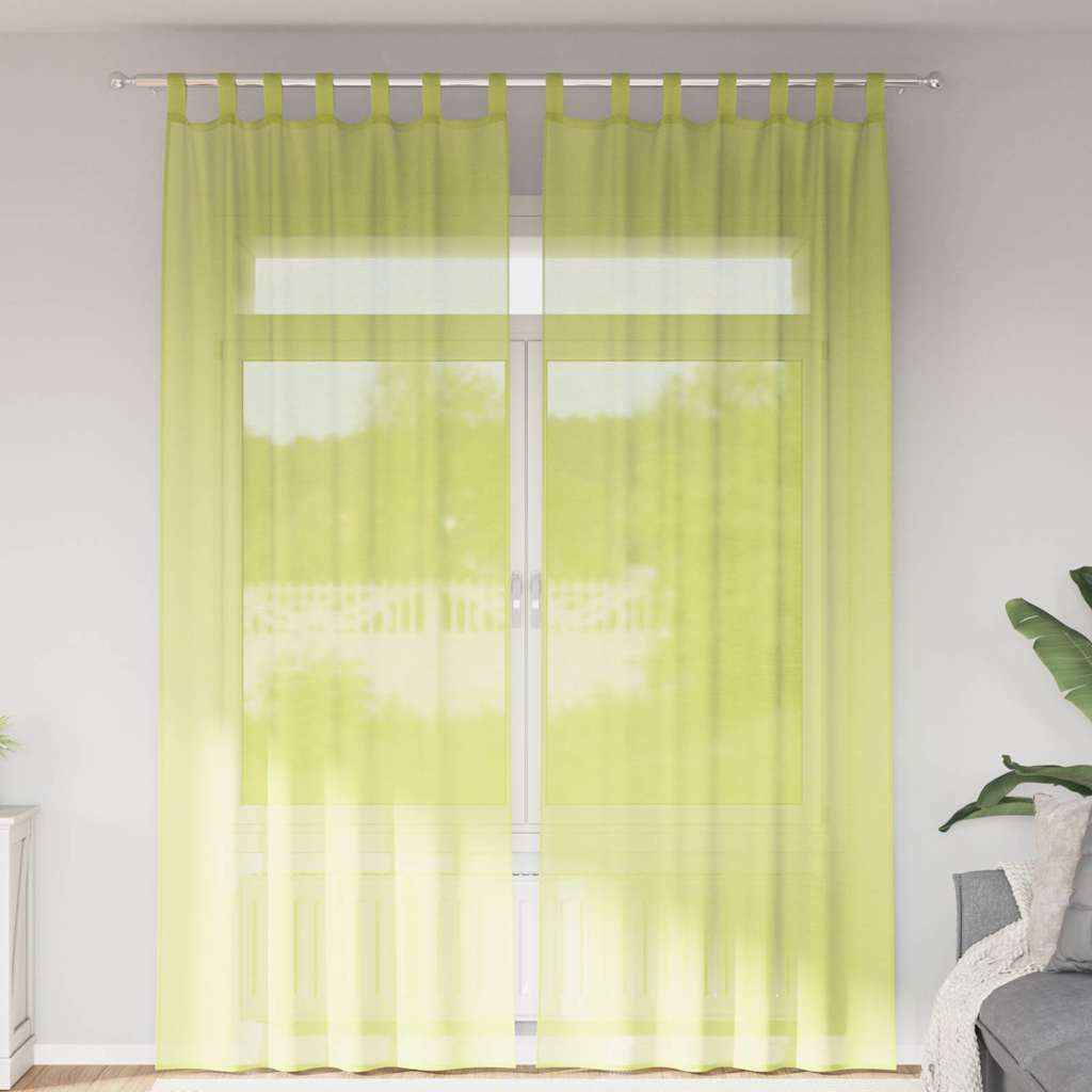 vidaXL Voile Vorhänge mit Lasche 2 Stk. Apfelgrün