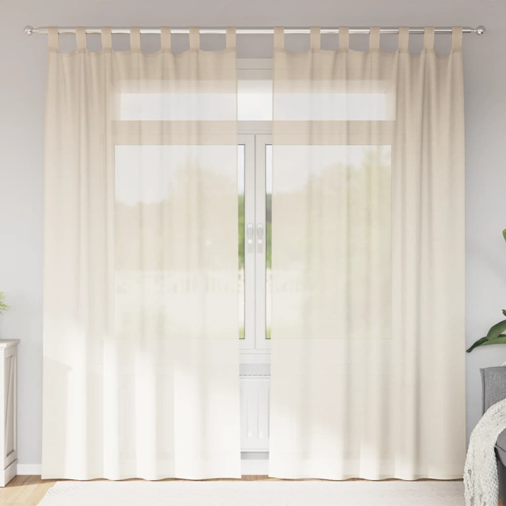 vidaXL Voile Vorhänge mit Lasche 2 Stk. Creme