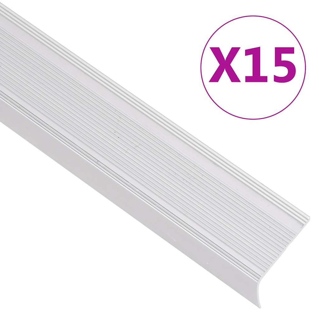 vidaXL Treppenkantenprofile in L-Form 15 Stk. Aluminium 100 cm Silbern