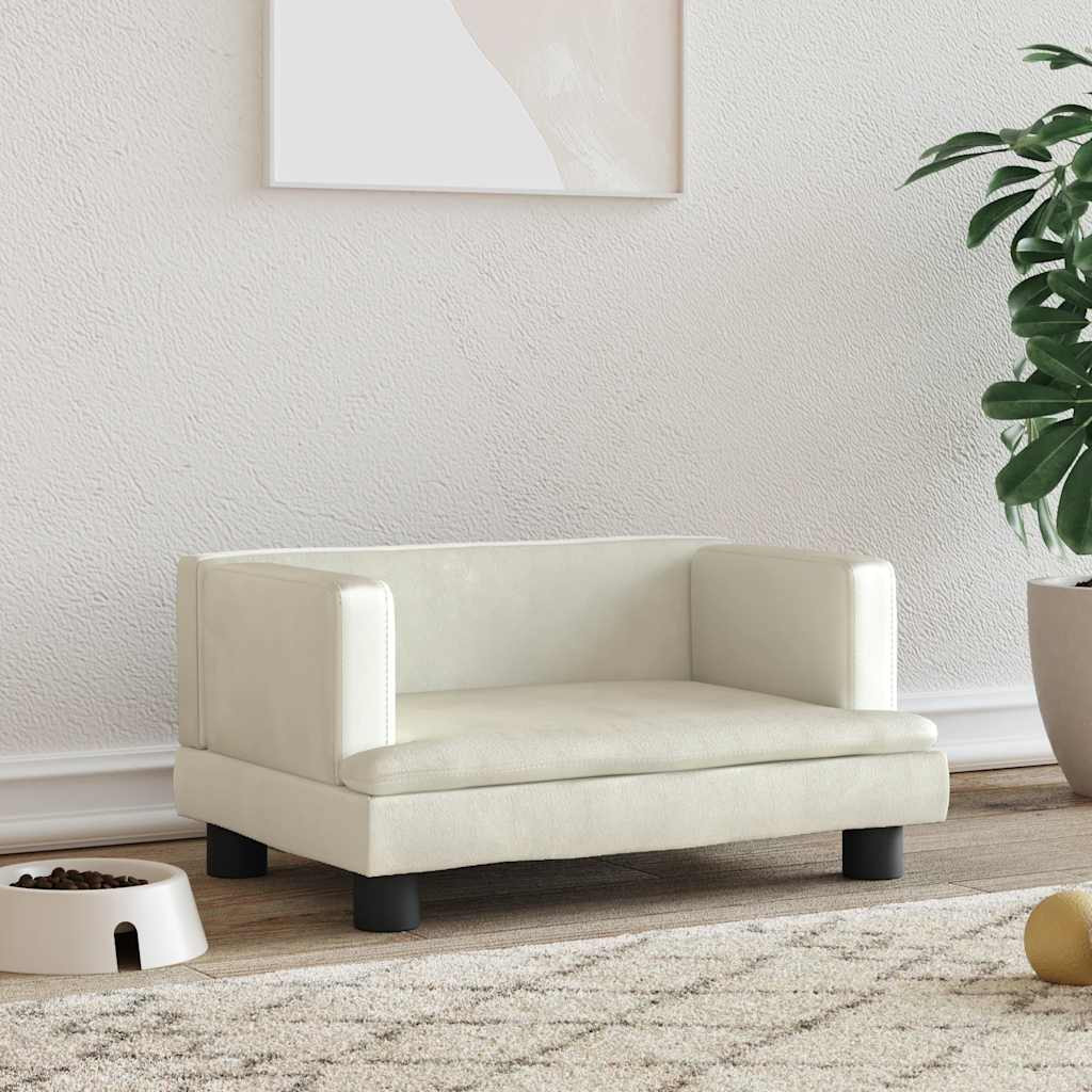vidaXL Hundebett Creme 60x40x30 cm Samt