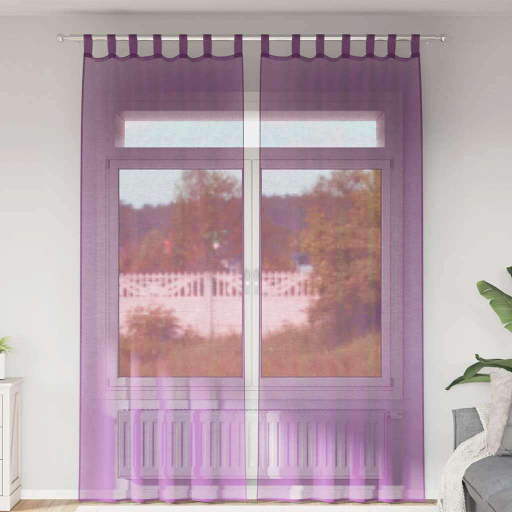 vidaXL Voile Vorhänge mit Schlaufen 2 Stk. Lila 140x260 cm
