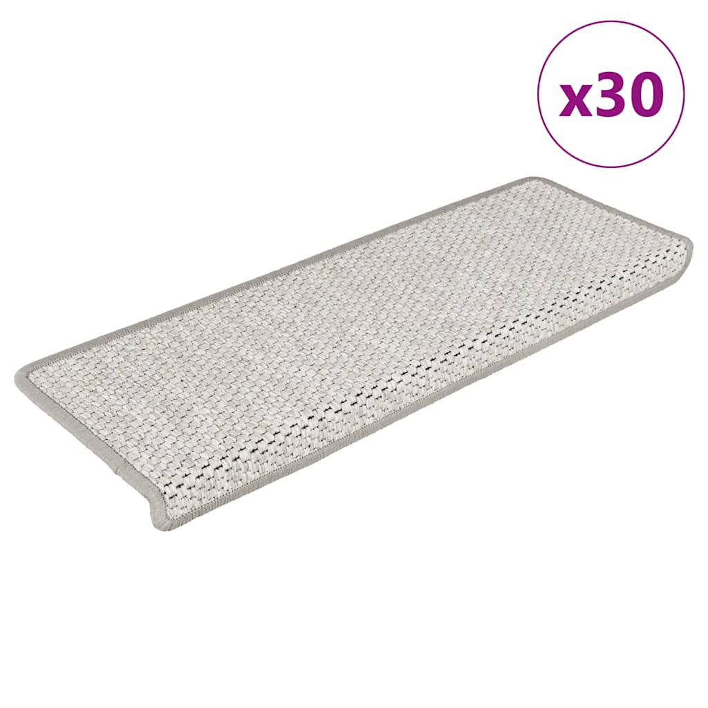 vidaXL Stufenmatten Selbstklebend Sisal-Optik 30Stk. 65x21x4cm Platina