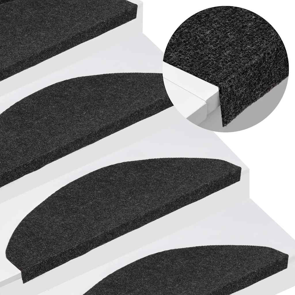 vidaXL Stufenmatten Selbstklebend 30 Stk. Schwarz 65x22,5x3,5 cm