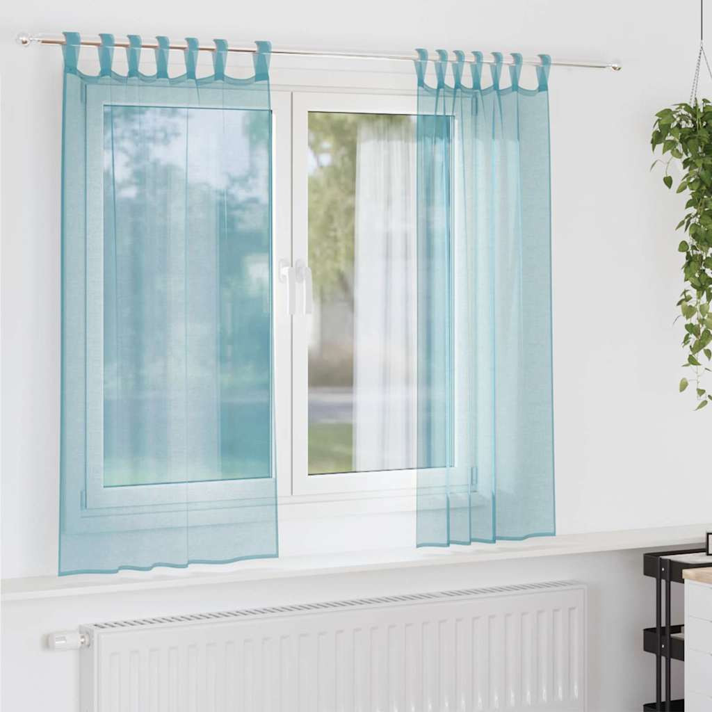 vidaXL Voile Vorhänge mit Schlaufen 2 Stk. Türkis 140x175 cm